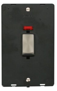 Click Scolmore - Click Definity Ingot 45A 2 Gang Plate Dp Switch With Neon Insert Black (SIN503BKBS)