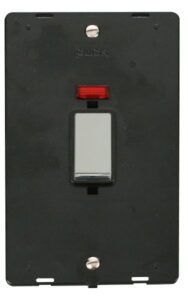 Click Scolmore - Click Definity Ingot 45A 2 Gang Plate Dp Switch With Neon Insert Black (SIN503BKCH)