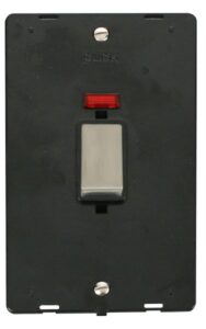 Click Scolmore - Click Definity Ingot 45A 2 Gang Plate Dp Switch With Neon Insert Black (SIN503BKSS)