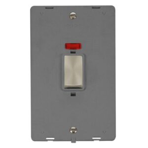 Click Scolmore - Click Definity 50A Ingot 2 Gang (Vertical) Double Pole Plate Switch With Neon Insert (SIN503GYBS)