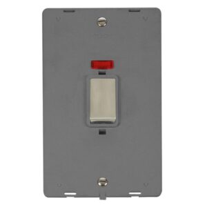 Click Scolmore - Click Definity 50A Ingot 2 Gang (Vertical) Double Pole Plate Switch With Neon Insert (SIN503GYSS)