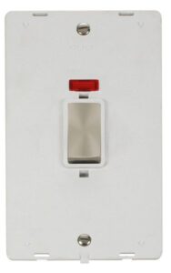 Click Scolmore - Click Definity Ingot 45A 2 Gang Plate Dp Switch With Neon Insert White (SIN503PWBS)