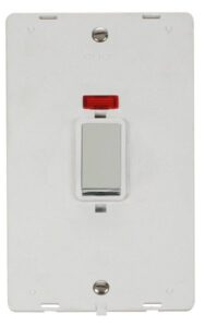 Click Scolmore - Click Definity Ingot 45A 2 Gang Plate Dp Switch With Neon Insert White (SIN503PWCH)