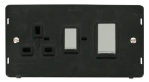 Click Scolmore - Click Definity Ingot 45A Dp Switch 13A Dp Switched Socket Insert Black (SIN504BKCH)