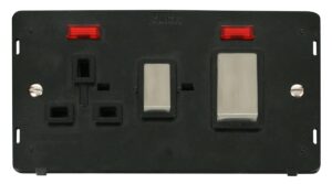 Click Scolmore - Click Definity Ingot 45A Dp Switch 13A Dp Sw. Socket With Neons Insert Black (SIN505BKSS)