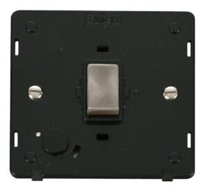 Click Scolmore - Click Definity Ingot 20A Dp Switch With Flex Outlet Insert Black / Brushed Stainless (SIN522BKBS)