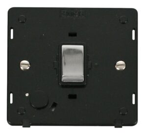 Click Scolmore - Click Definity Ingot 20A Dp Switch With Flex Outlet Insert Black / Chrome (SIN522BKCH)