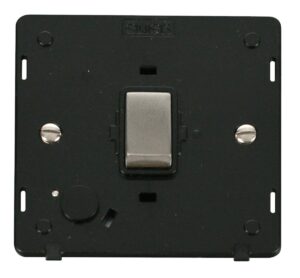 Click Scolmore - Click Definity Ingot 20A Dp Switch With Flex Outlet Insert Black / Stainless Steel (SIN522BKSS)