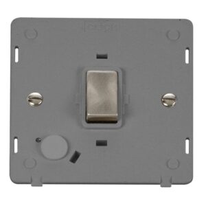 Click Scolmore - Click Definity 20A Ingot Double Pole Plate Switch With Optional Flex Outlet Insert (SIN522GYBS)