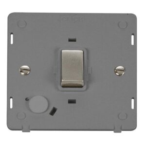 Click Scolmore - Click Definity 20A Ingot Double Pole Plate Switch With Optional Flex Outlet Insert (SIN522GYSS)