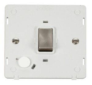 Click Scolmore - Click Definity Ingot 20A Dp Switch With Flex Outlet Insert White / Brushed Stainless (SIN522PWBS)