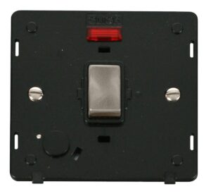 Click Scolmore - Click Definity Ingot 20A Dp Switch With Flex Outlet & Neon Insert Black / Br. Stainless (SIN523BKBS)