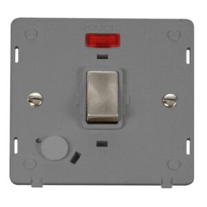 Click Scolmore - Click Definity 20A Ingot Double Pole Plate Switch With Optional Flex Outlet With Neon Insert (SIN523GYBS)