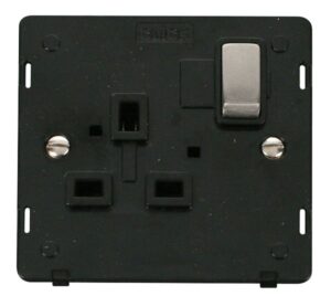 Click Scolmore - Click Definity Ingot 1 Gang 13A Dp Switched Socket Insert Black / Stainless Steel (SIN535BKSS)
