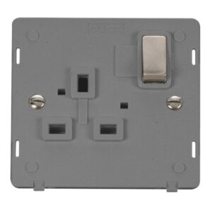 Click Scolmore - Click Definity 13A Ingot 1 Gang Double Pole Switched Socket Outlet Insert (SIN535GYBS)