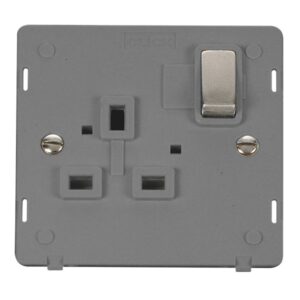 Click Scolmore - Click Definity 13A Ingot 1 Gang Double Pole Switched Socket Outlet Insert (SIN535GYSS)