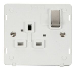 Click Scolmore - Click Definity Ingot 1 Gang 13A Dp Switched Socket Insert White / Stainless Steel (SIN535PWSS)