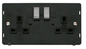 Click Scolmore - Click Definity Ingot 2 Gang 13A Dp Switched Socket Insert Black / Chrome (SIN536BKCH)