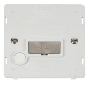 Click Scolmore - Click Definity Ingot 13A Fused Conn. Unit With Flex Outlet Insert White / Br. Stainless (SIN550PWBS)