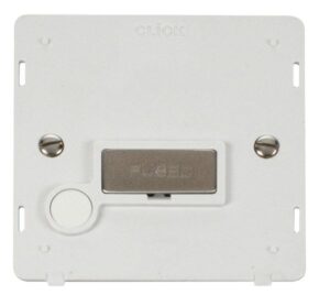 Click Scolmore - Click Definity Ingot 13A Fused Conn. Unit With Flex Outlet Insert White / St. Steel (SIN550PWSS)