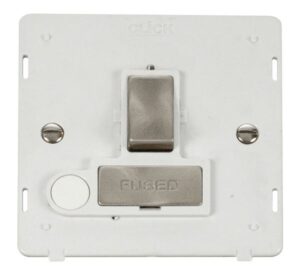 Click Scolmore - Click Definity Ingot 13A Fused Sw. Conn. Unit With Flex Outlet Insert White / Br. St. (SIN551PWBS)