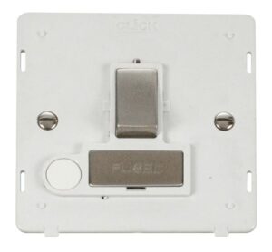 Click Scolmore - Click Definity Ingot 13A Fused Sw. Conn. Unit With Flex Outlet Insert White / St. Steel (SIN551PWSS)
