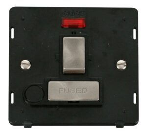 Click Scolmore - Click Definity Ingot 13A Fused Sw. Conn. Unit With F/O Insert & Neon Black / Br. St. (SIN552BKBS)