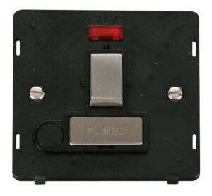 Click Scolmore - Click Definity Ingot 13A Fused Sw. Conn. Unit With F/O Insert & Neon Black / St. Steel (SIN552BKSS)