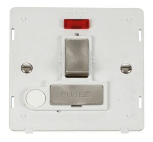 Click Scolmore - Click Definity Ingot 13A Fused Sw. Conn. Unit With F/O Insert & Neon White / Br. St. (SIN552PWBS)