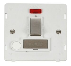 Click Scolmore - Click Definity Ingot 13A Fused Sw. Conn. Unit With F/O Insert & Neon White / St. Steel (SIN552PWSS)