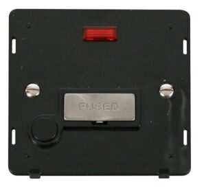 Click Scolmore - Click Definity Ingot 13A Fused Conn. Unit With F/O Insert & Neon Black / Br. Stainless (SIN553BKBS)