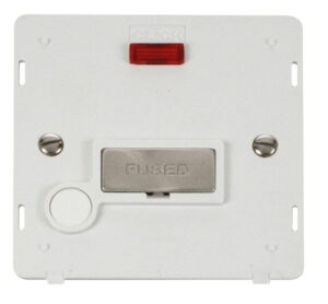 Click Scolmore - Click Definity Ingot 13A Fused Conn. Unit With F/O Insert & Neon White / Br. Stainless (SIN553PWBS)