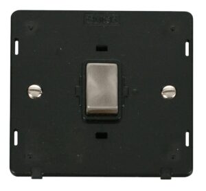 Click Scolmore - Click Definity Ingot 20A 1 Gang Dp Switch Insert Black / Brushed Stainless (SIN722BKBS)