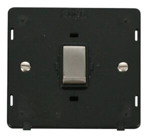 Click Scolmore - Click Definity Ingot 20A 1 Gang Dp Switch Insert Black / Stainless Steel (SIN722BKSS)