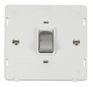 Click Scolmore - Click Definity Ingot 20A 1 Gang Dp Switch Insert White / Chrome (SIN722PWCH)
