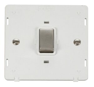 Click Scolmore - Click Definity Ingot 20A 1 Gang Dp Switch Insert White / Stainless Steel (SIN722PWSS)