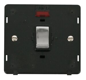 Click Scolmore - Click Definity Ingot 20A 1 Gang Dp Switch With Neon Insert Black / Chrome (SIN723BKCH)