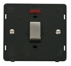 Click Scolmore - Click Definity Ingot 20A 1 Gang Dp Switch With Neon Insert Black / Stainless Steel (SIN723BKSS)