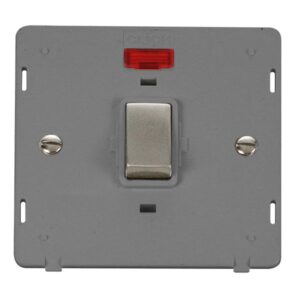 Click Scolmore - Click Definity 20A Ingot Double Pole Plate Switch With Neon Insert (SIN723GYSS)