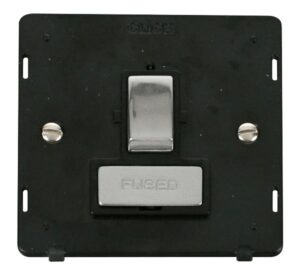 Click Scolmore - Click Definity Ingot 13A Fused Switched Connection Unit Insert Black / Chrome (SIN751BKCH)