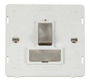 Click Scolmore - Click Definity Ingot 13A Fused Switched Connection Unit Insert White / B. Stainless (SIN751PWBS)