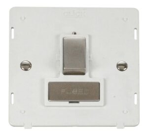 Click Scolmore - Click Definity Ingot 13A Fused Switched Connection Unit Insert White / Stainless Steel (SIN751PWSS)