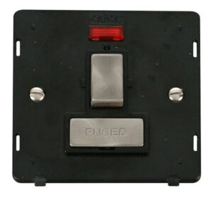 Click Scolmore - Click Definity Ingot 13A Fused Sw. Conn. Unit Insert & Neon Black / Br. Stainless (SIN752BKBS)