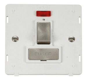 Click Scolmore - Click Definity Ingot 13A Fused Sw. Conn. Unit Insert & Neon White / Br. Stainless (SIN752PWBS)