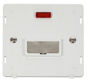 Click Scolmore - Click Definity Ingot 13A Fused Conn. Unit Insert & Neon White / Brushed Stainless (SIN753PWBS)