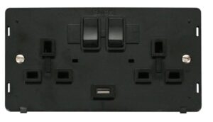 Click Scolmore - Click Definity 13A 2G Switched Socket With 2.1A Usb Outlet Insert Black (SIN770BK)