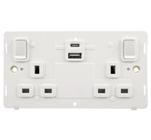 Click Scolmore - Click Definity 2G 13A Switch Skt 4.2A A&C Usb Insert Pw (SIN786PW)