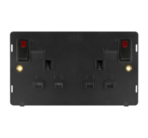 Click Scolmore - Click Definity 2G 13A Dp Switch Socket Insert W/Neon Bk (SIN840BK)