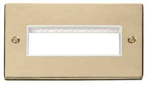 Click Scolmore - Click Deco 2 Gang Plate 6 In-Line Aperture White (VPBR426WH)