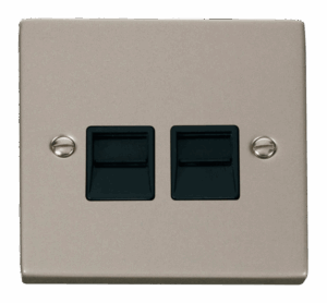 Click Scolmore - Click Deco Twin Telephone Socket Outlet Master Black (VPPN121BK)